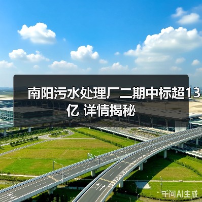 南阳污水处理厂二期中标超13亿 详情揭秘（图1）