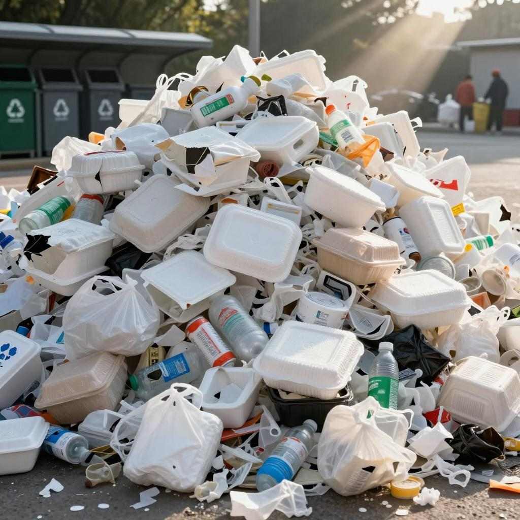 山东英科掘金快餐盒等废弃白色塑料